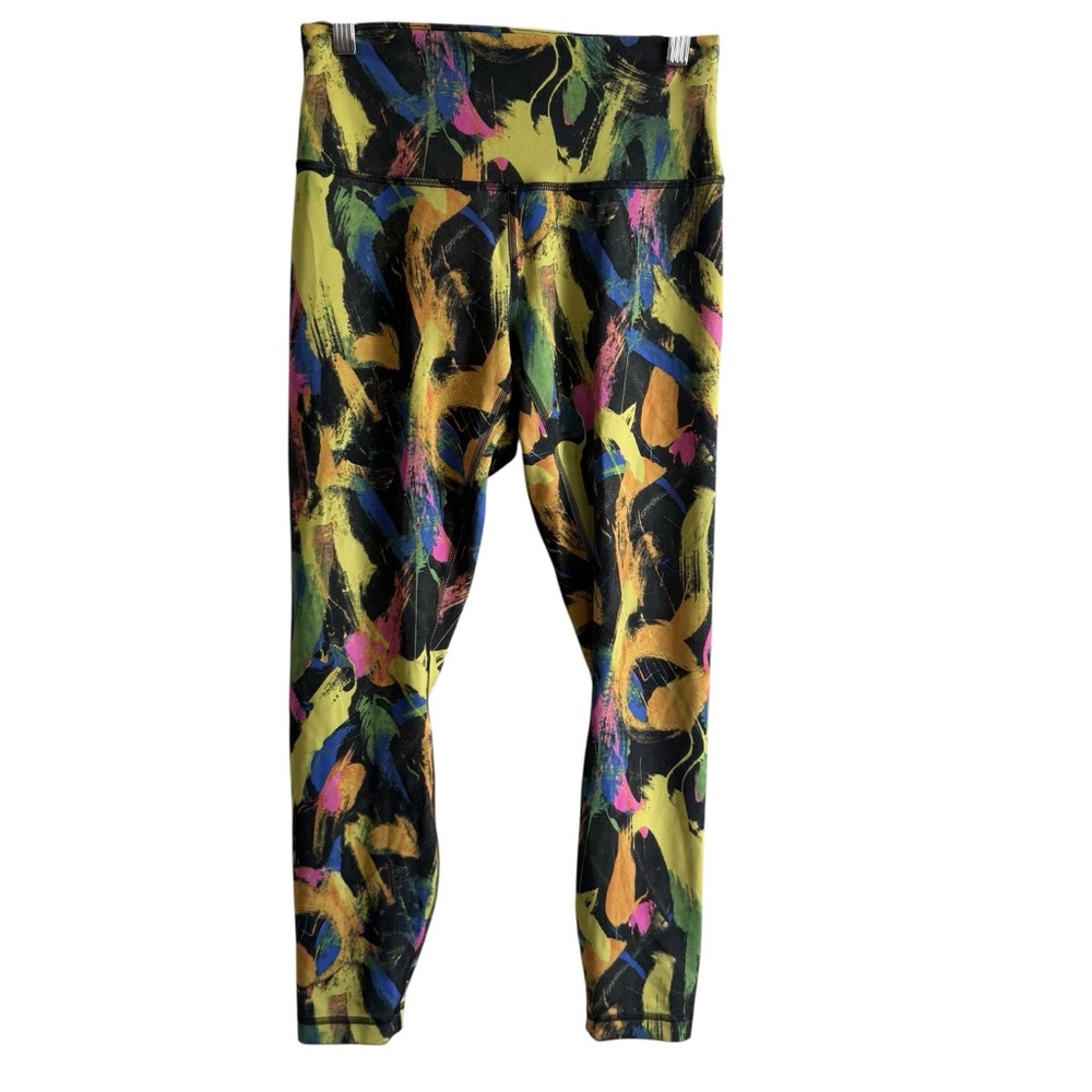 Lululemon High Rise Abstract Paint Print Crop Leggings Size 8 23” Inseam